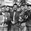 Октябрь 1936 года. Команда «Динамо» (Тбилиси) на вокзале в родном городе после сентябрьского выезда на матчи чемпионата в Москву.